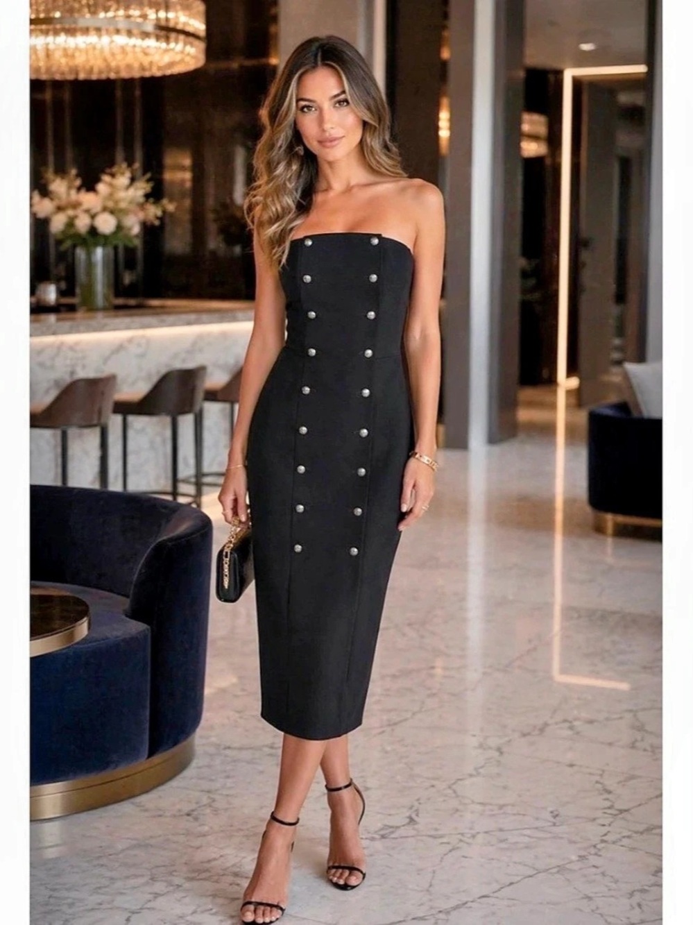 INTERMIX Midi Dress Black size petite
